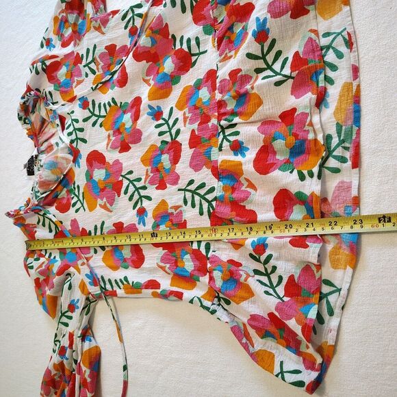 Crosby by Mollie Burch Blouse Top Popover Lightweight Floral Ruffle Colorful S - Picture 5 of 9